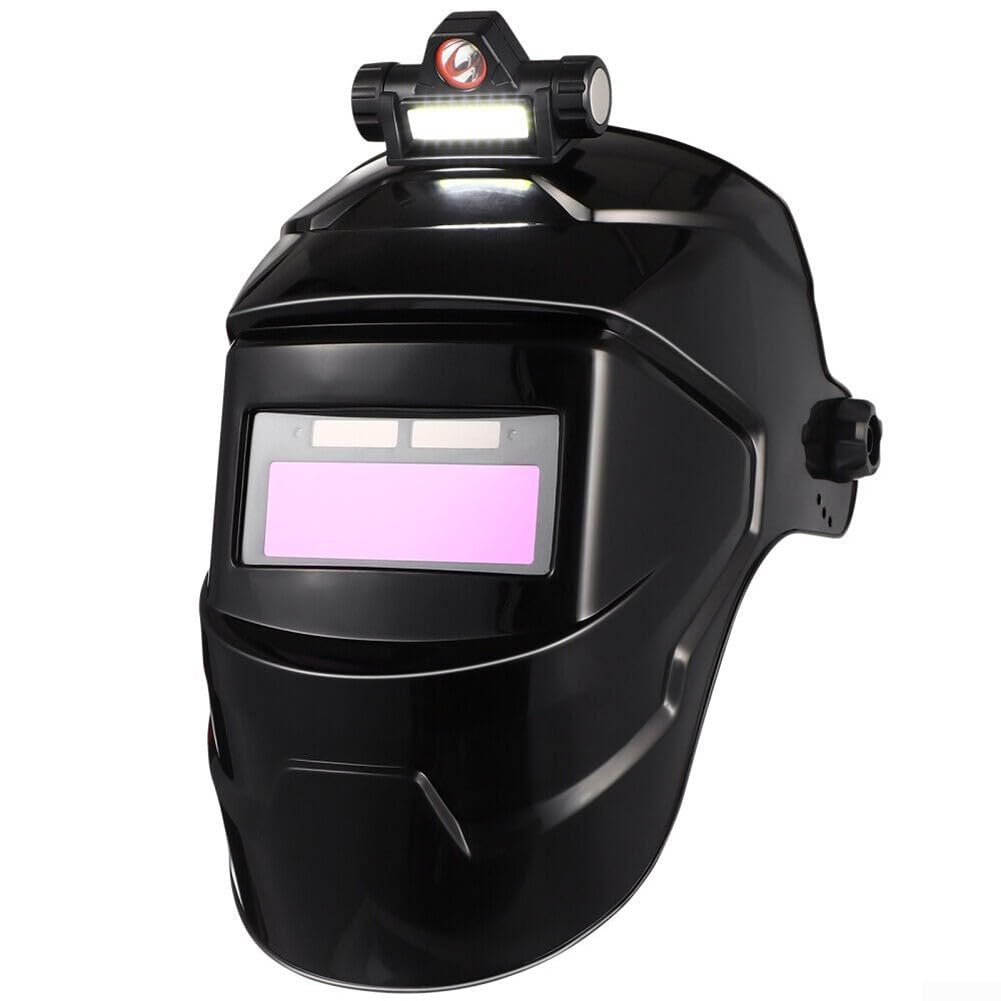 Casco de soldadura solar, con oscurecimiento automático y 10 lentes, diadema ajustable, escudo de casco de soldadura para protección facial y ocular