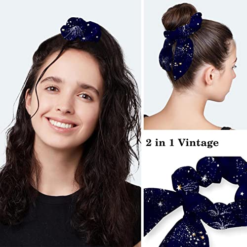 Image of Women's Working Caps Bouffant Surgical Cap with Bow Scrunchies Little Daisy Art Paint Ponytail Holder Tie Back Scrub Hat