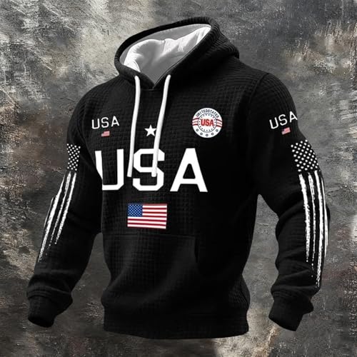Camiseta de verano hombre estilo sudadera oversized con capucha de la bandera de EE. UU. 2