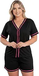 Pijama Short Doll Americano Aberto Botão Manga Curta Adulto