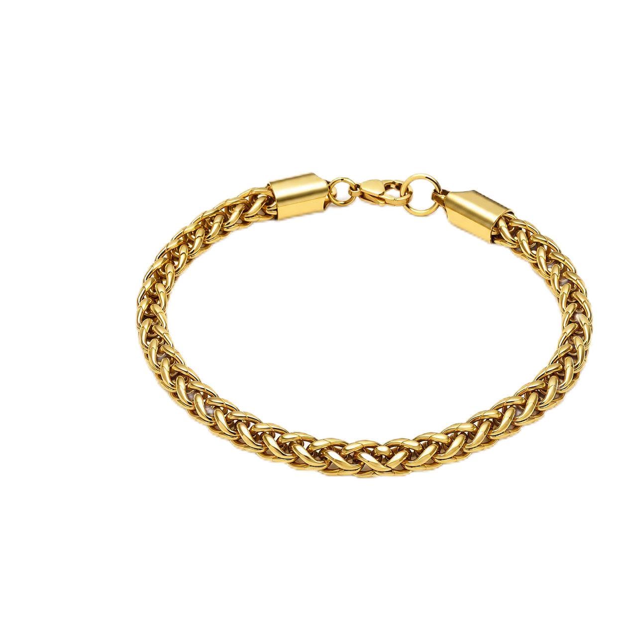 Men's Gold Braided Chain Bracelet, Anti-Tarnish Coating-picture-48