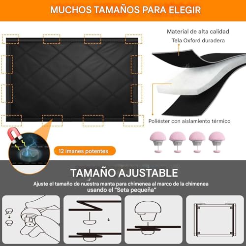 Pantalla de chimenea magnética Mimoqk para evitar pérdida de calor 6