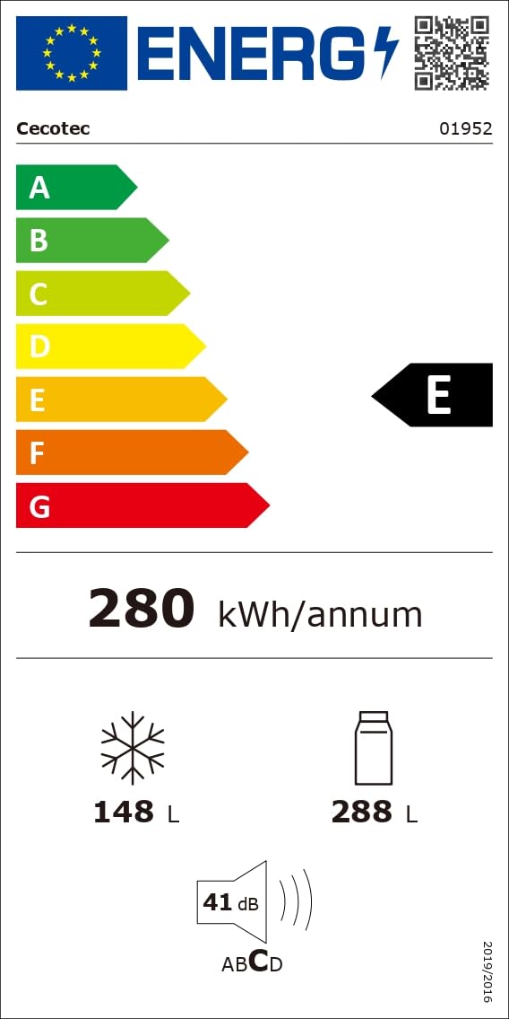 Cecotec Frigorífico puerta francesa Bolero CoolMarket FD 436 Dark E. Compresor Inverter Plus Frigorífico 4 Puertas Estilo Francés Dark 183X84Cm, 510L, No Frost, Clase Energética E, Metal Cooling