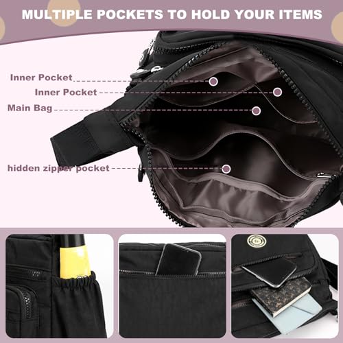 Gelory Lässige Umhängetasche mit mehreren Taschen für Damen, wasserdicht, Nylon, verstellbarer Riemen, Umhängetaschen und Handtaschen, blau, Einheitsgröße