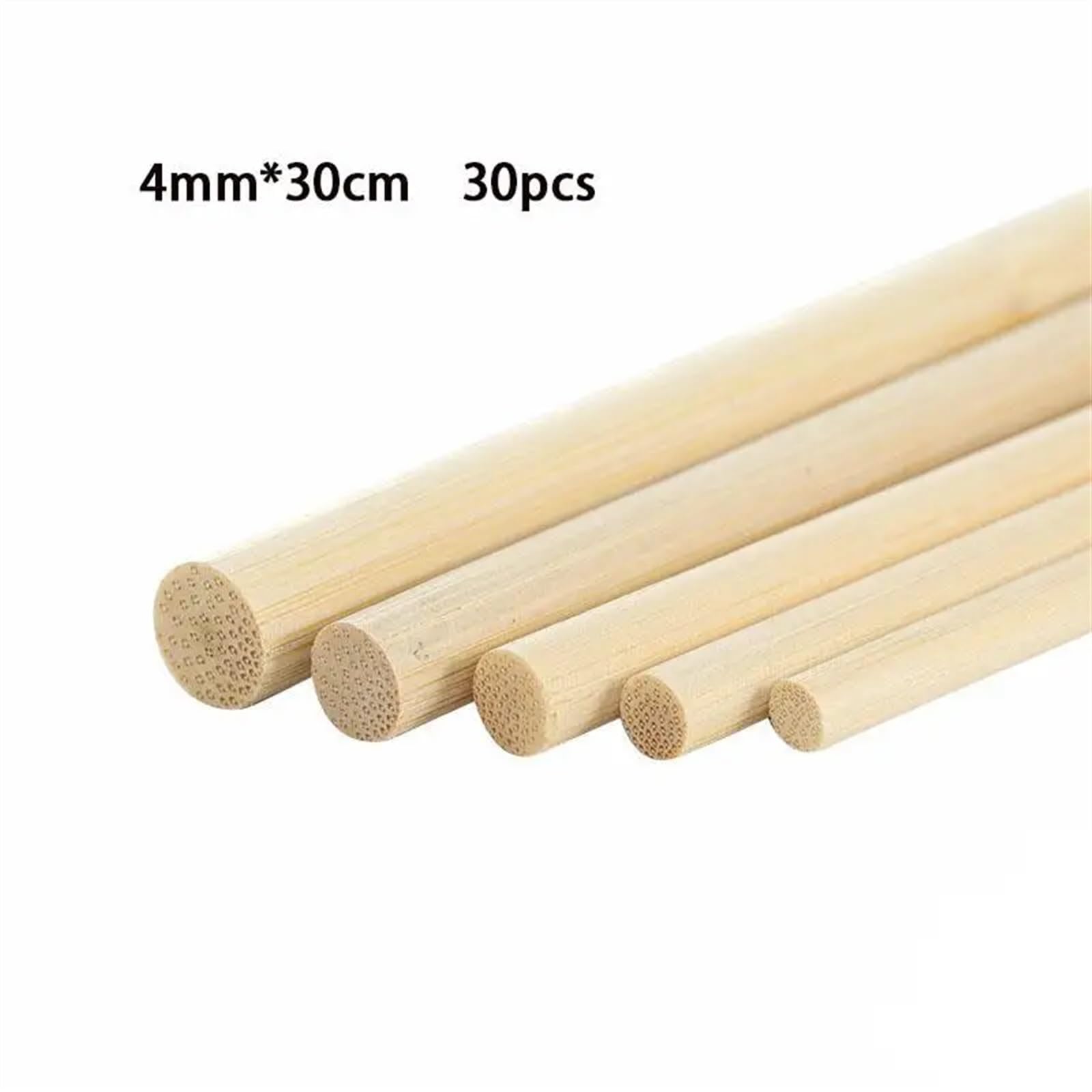 drewniane pręty, Okrągły drewniany patyk 3-8 mm do rękodzieła, jedzenia, lodu(4mmx30cm 30Pcs)