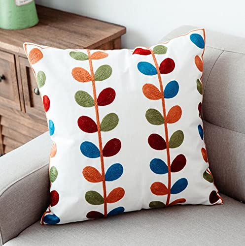 Judy Dre Am Merry Hand Made National Embroidery Boho Housewarming Decoration Cushion Cover Square Embroidered Art Throw Pillow Cover Plant Floral Bohemia Pillowcase 18 By 18 (Style 23) #TOP1