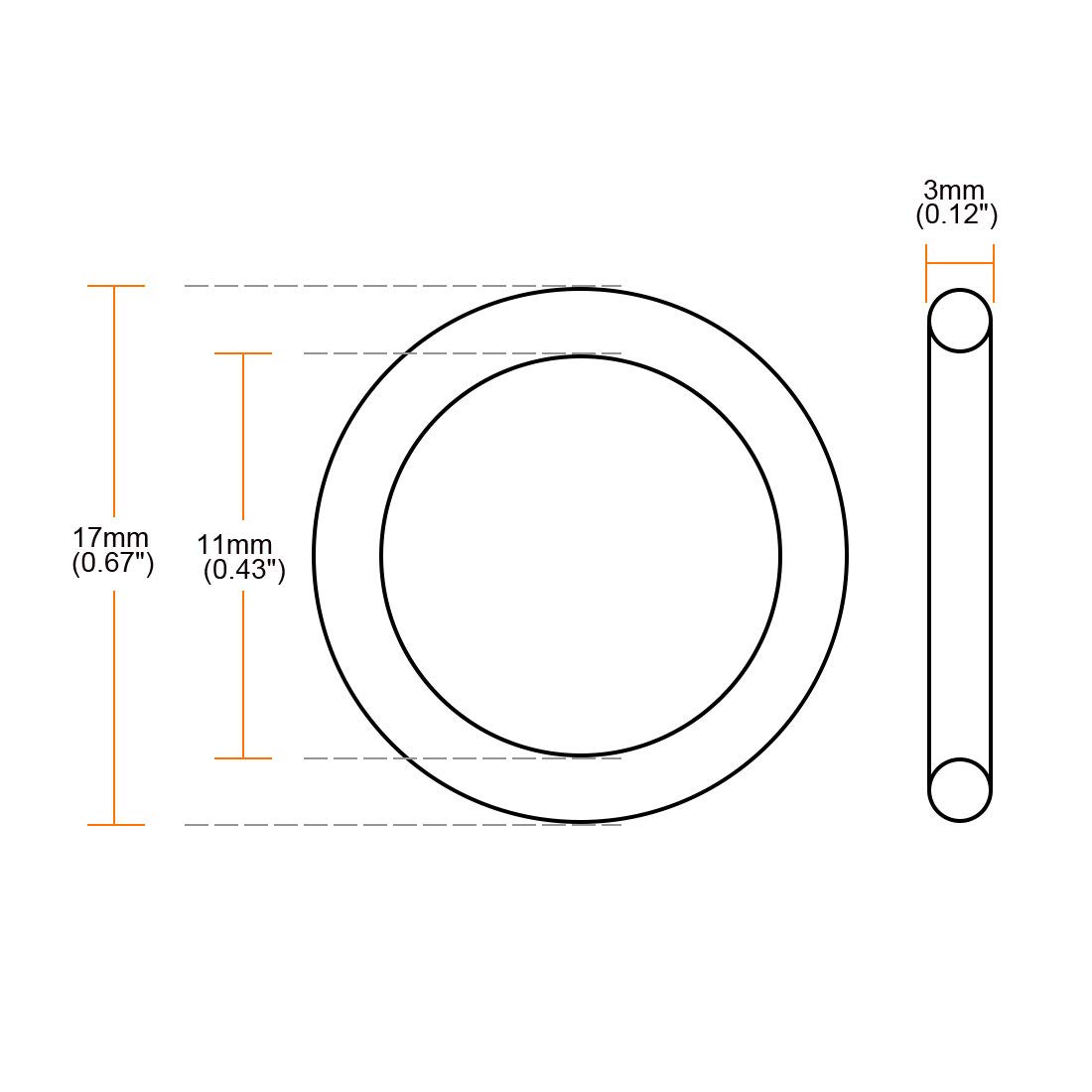Sourcing Map Nitrile Caoutchouc Joints Toriques 17mm OD 11mm