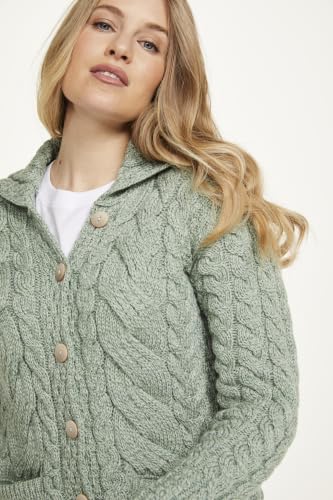 Image of Ladies Buttoned Cabled Cardigan-L