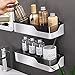 Produktbild Dongbin 2 Stück Acrilico Shelf Badezimmer Regal für Wand befestigter Dusche, Küchenregal, Hängen Badezimmer-Zubehör, La Ventosa Wird die Wand Nicht beschädigt, ABS-Material, 30 * 12 * 6,5 cm,Schwarz