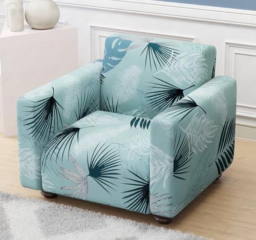 Image of Lukzer 1 Seater Sofa Cover - Light Blue | 360 Fully Covered Anti-Slip Washable Couch Cover Protecter | 140 GSM Stretch Fit Polyester + Spandex Slipcover (90-140cm /SC-008-01)