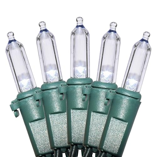 Holiday Essence Christmas LED Lights 100 Cool White String Lights for Indoor and Outdoor Decorative Use, Holiday and Tree Decor, Patio Hanging Lighting Decorations, Green Wire, 26.9 Ft, UL Certified