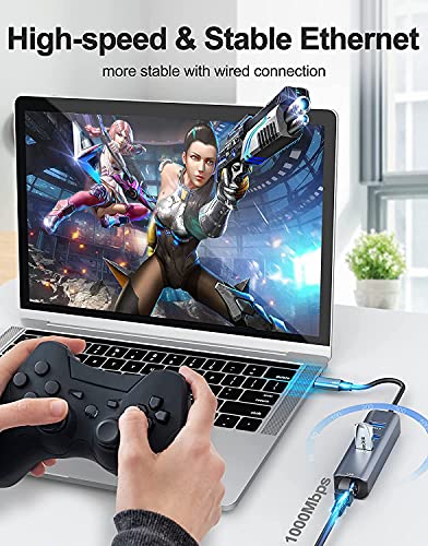 Image of Tobo USB C to Ethernet Adapter, 4-in-1 RJ45 to USB-C /Thunderbolt 3 to Gigabit Ethernet LAN Network Adapter -TD-232TC.