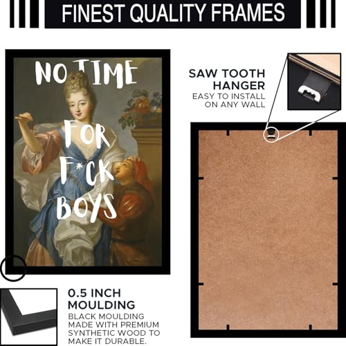 Image of BLINKART Framed Photo - No Time For Boys | Altered Art Theme | Motivational & Inspirational Wall Art Poster for Home, Bedroom, Living Room, Office, Hotel & Gifting - 12x8 Inch