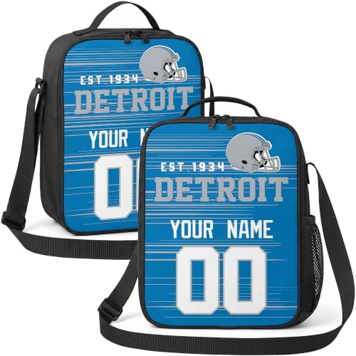 Image of Detroit Lunch Bag Custom Name and Number Personalized Gifts | Custom Personalized Lunch Box for Men Women