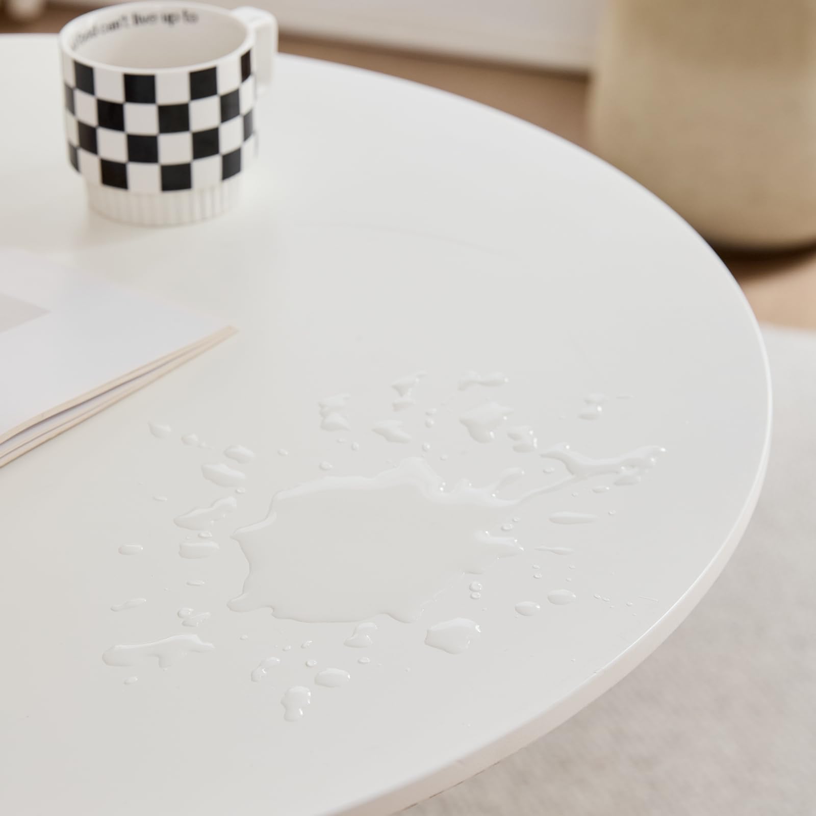 Moderner Runder Esstisch, 70 cm Runder Esstisch, Geeignet für 2–4 Personen, Geeignet für Wohnzimmer, Esszimmer, Küche, Café – Weiß