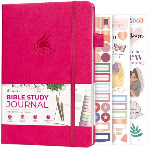 Clever Fox Bible Study Journal – Church Notes Notebook – Note Taking & Journaling Kit – Faith Based Religious Gifts & Accessories (Fuchsia)