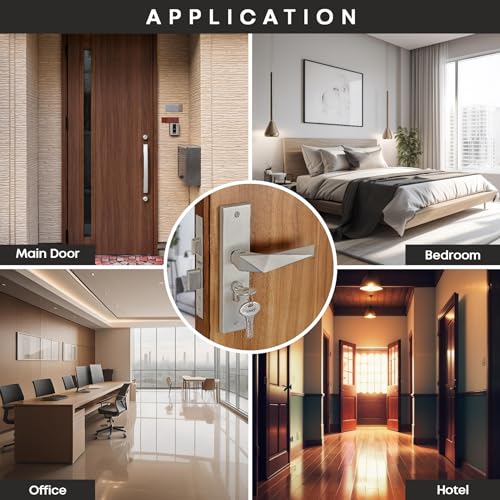 Image of LAPO Heavy Duty Mortise Lock Set - Main Door Handle Lock with Keys, 60mm Cylinder, 45x45mm Lock Body for Home, Office, Hotel, Bedroom (Satin Matt, 3 Years Warranty) Cy-126