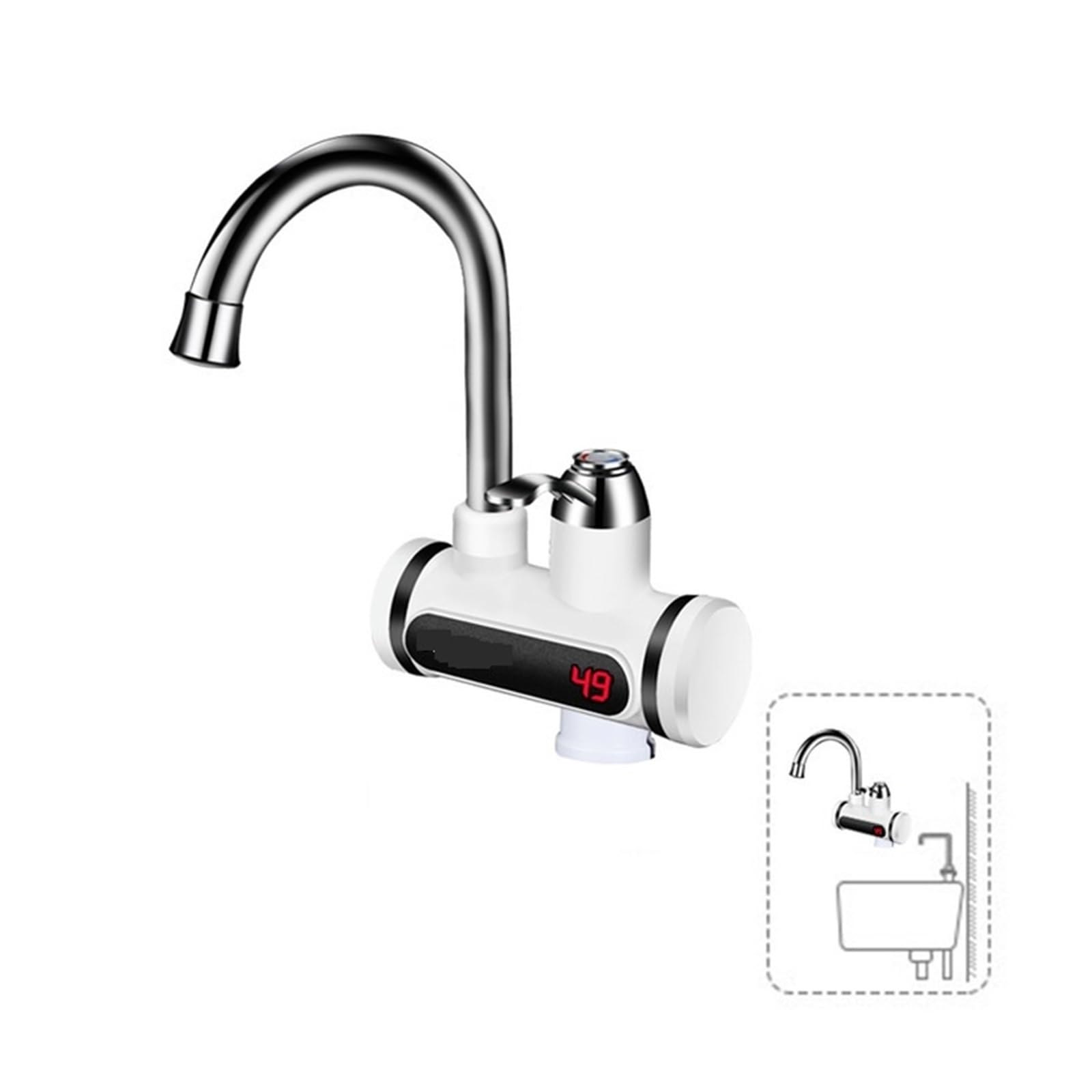 LNHHG Electric Faucet Water Heater Temperature,Display Instant Hot Water Heaters Kitchen Tankless Water Heating,instant Hot Water Faucet(SLT102 Long)