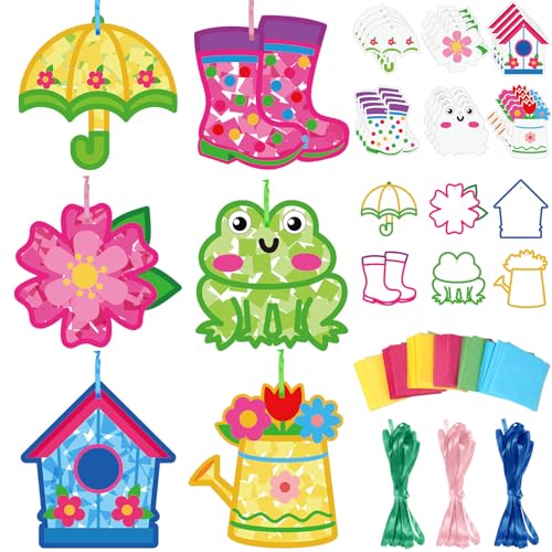 Attrape-soleil de printemps en papier de soie pour décoration de fenêtre