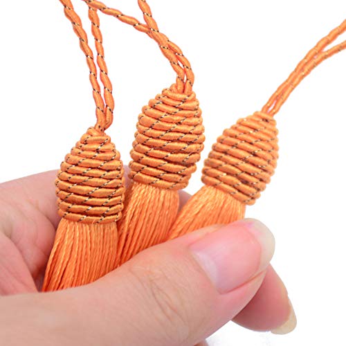 20pcs 15.5cm/6 Inch Silky Floss Bookmark Tassels with 2-Inch Cord Loop and Small Chinese Knot for Jewelry Making, Souvenir, Bookmarks, DIY Craft Accessory (Orange) by Makhry - Image 2