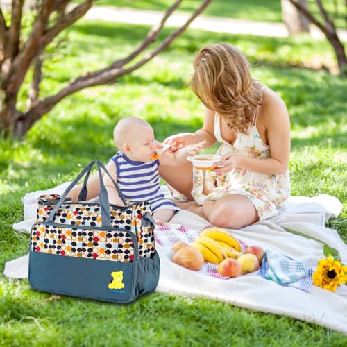 Image of Moclever 5PCS Diaper Bag Tote Set for Baby Essentials - Large Baby Bags for Mom, Waterproof Maternity Bags with Bottle Bag, Food Bag & Changing Pad (Gray)