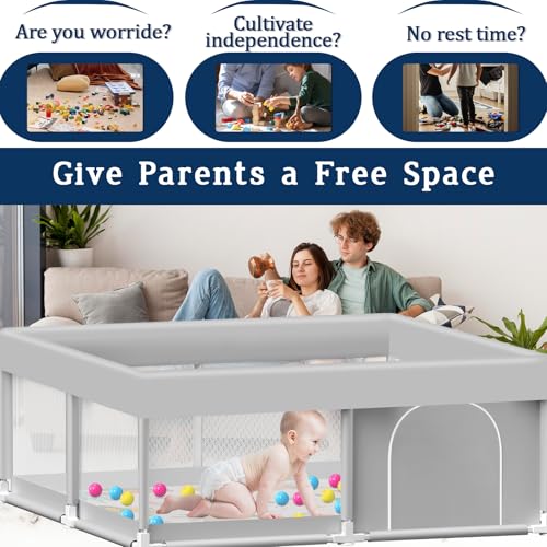 image for Jaobeem Baby Playpen with Mat, 50x50 Inch Playpen with Mat Waterproof 