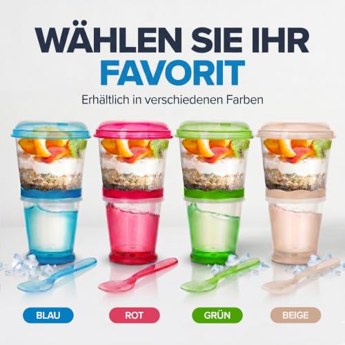Foto von GOODS+GADGETS® Müslibecher to Go mit Löffel - Cornflakes Becher