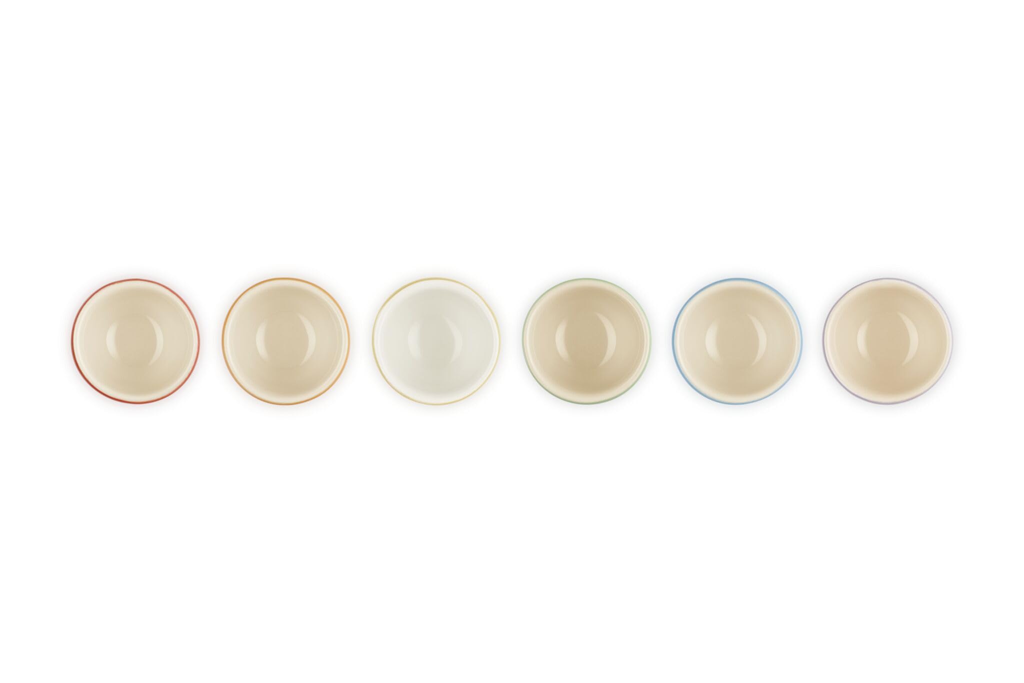 Le Creuset Steingut-Regenbogenset mit 6 Eierbechern