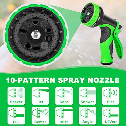 Vezane Garden Hose 100ft, Water Hose with 10 Function Nozzle and Durable 4 Layers Latex, Lightweight Expandable Hose for Garden Watering, No-Kink Flexible Hose for Car Washing - Thumbnail 6