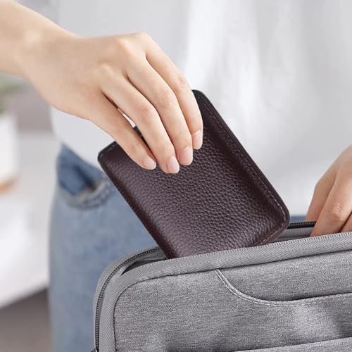 RFID Credit Card Holder Leather Zipper Wallet with 11 Cards Slots Brown Card Case Wallet for Men Women4