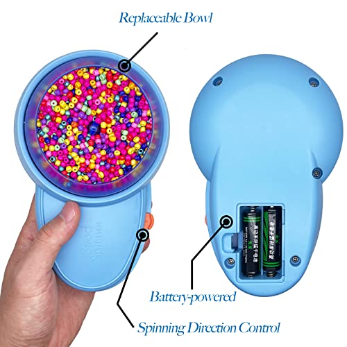 Bojia Electric Bead Spinner For Jewelry Making - Automatic Beading Tools With Bead Spinner, 3 Pc Beading Bowl With Lids, 2Pc Beading Needle,Battery-Powered | Bidirectional (Blue) #TOP2