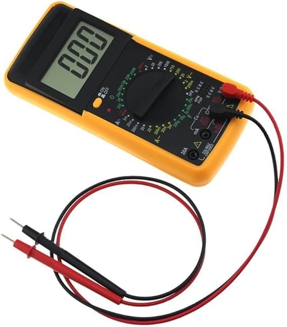SQUADO Multimetro Digitale Professionale DT9205A con Display LCD, Tester Elettrico con Cavi di Misura, Giallo e Nero