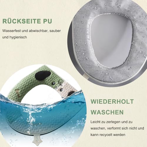 QUNXON 2 Stück Reißverschluss Toilettensitzbezug, 43 x 38 cm Plüsch Toilet Seat Cover mit Griff, Wasserdichter PU Wc Bezug auf der Rückseite, Waschbarer Winter Warm Klobrille für ovale Toiletten