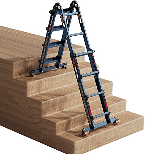 Image of LANBITOU Ladder A Frame Extension 14Ft Multi Position for Home 330lbs