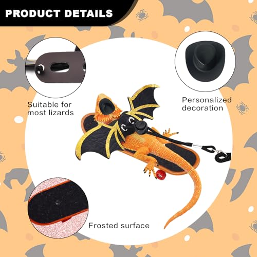 Image of 7 Pieces Bearded Dragon Tank Accessories,Bearded Dragon Leashes and Harnesses Set,S /M /L 3 Size Pack Leather Wing Lizard Harness with Removable Lizard Leash for Amphibians and Other Small Pet Animals