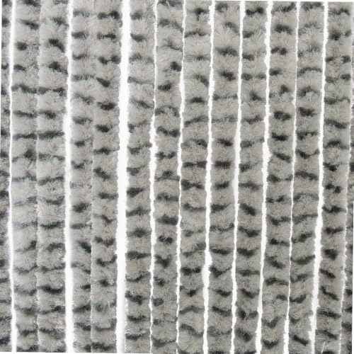 Rideau de porte ajustable chenille bicolore gris traité UV