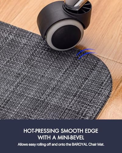 Image of Baroyal Office Chair Mat for Hardwood Floor Under Desk Computer Rolling Chair Mat for Wood /Tile Floor Non-Slip Heavy Duty Desk Rug PVC Plastic Hard Floor Protector 48 inch x 60 inch (Cool Grey)