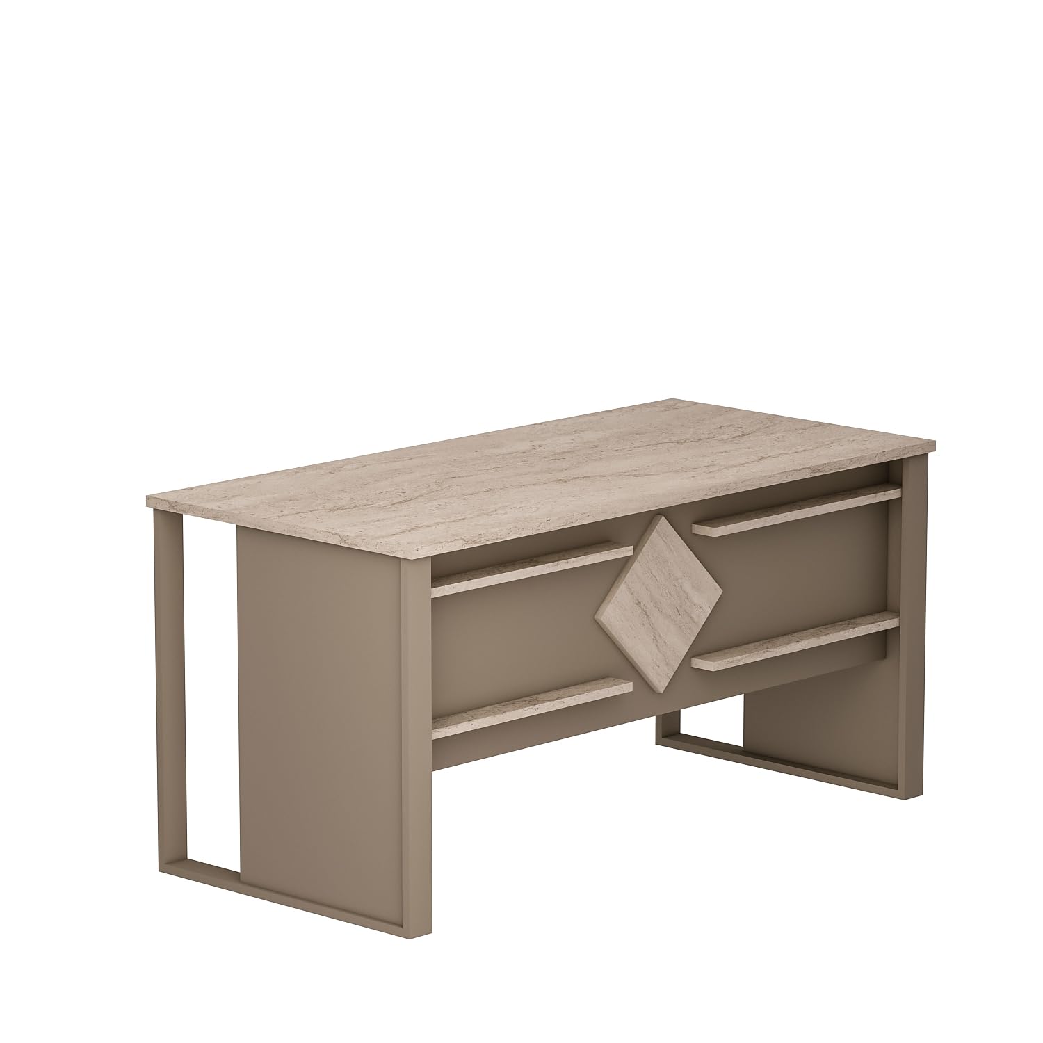 Homidea BOSS Escritorio 150 x 72 x 75,6 cm – Mesa de oficina moderna para oficina en casa o estudio (beige travertino)