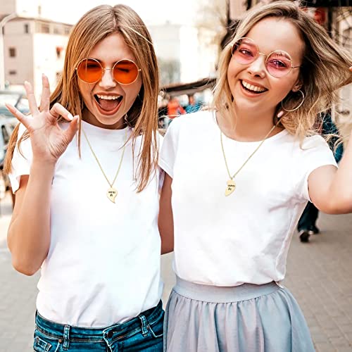 Mjartoria Best Friend Necklaces Bff Necklace For 2 Friendship Valentines Day Gifts Split Heart Necklace Weirdo 1 Weirdo 2 Best Friends Forever Pendant Set(Gold) #TOP2