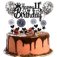 Kit Décoration Gâteau 18 Ans - Paillettes Dorées/noires, Bougies "1" Et "8", étoiles, Cœurs - Pour Fête Garçon Ou Fille