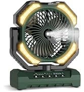 Ateroll camping fan with spray cooling, battery 20000 mAh and remote control, 250 ml tank, LED light.