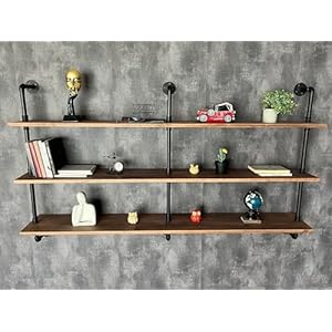 Floating Shelves 70 inch Wall Bookshelf Industrial Pipe Shelving Shelves Real Wood Planks Rustic Wall Shelves Hanging Bookshelves Farmhouse Kitchen Bar Shelving
