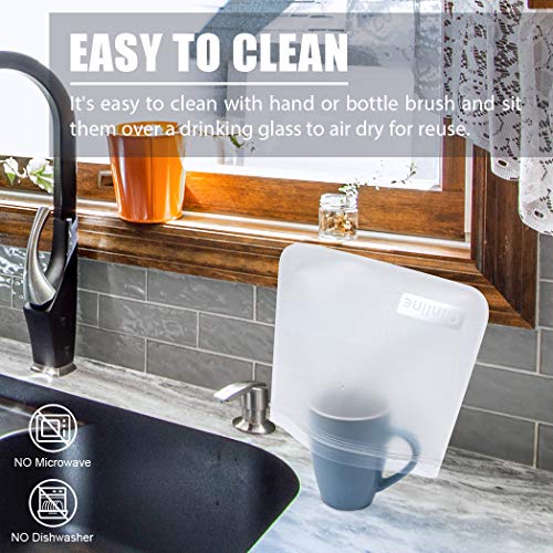 Qinline Reusable Food Storage Bags - 10 Pack Bpa Free Freezer Bags(2 Reusable Gallon Bags + 4 Reusable Sandwich Bags + 4 Food Grade Snack Bags) Extra Thick Leakproof Reusbale Lunch Bag For Salad Fruit #TOP5