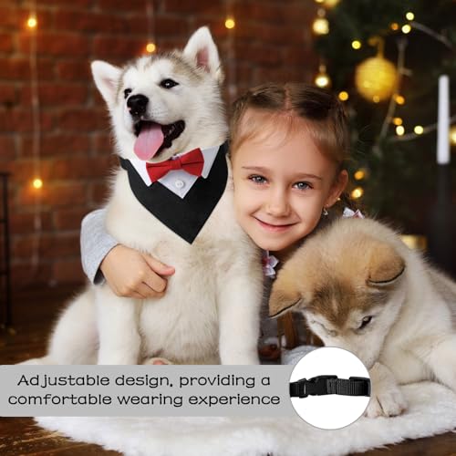 YIIWONI Hund Smoking Bandana, Formelles Hunde Fliege Hochzeit, Rotes Fliege für Hunde, Verstellbar Hundehalsband Hochzeit, Fliege Hund Hochzeit, für Kleine und Mittelgroße Hochzeit Kostüme, M