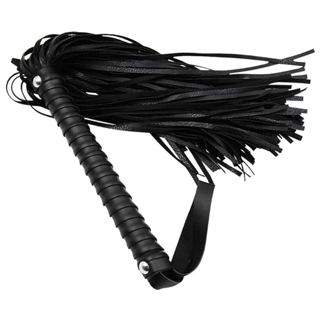 1 pieza de cuero negro trenzado PU juego esencial látigo apoyos para añadir diversión a las fiestas de juego