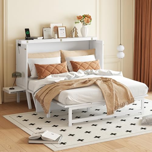 Queen Murphy Bed with Desk and Removable Shelves on Each Side, Mu...