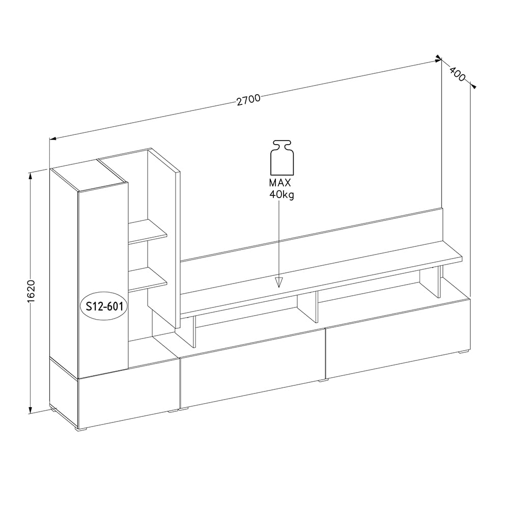 Wohnwand in beige mit anthrazit LED-Beleuchtung 2 Schubladen TV-Wand modern