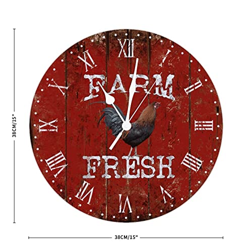 Horloge murale rustique en bois de 38cm pour décorer le salon - 3