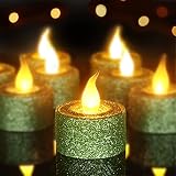 FURORA LIGHTING LED Green Tea Lights Battery Operated Electric Candles, Flameless Tealights Candles