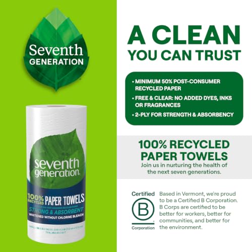 Image of Seventh Generation Paper Towels, 100% Recycled Paper, 2-ply, 24 Rolls (Packaging May Vary)